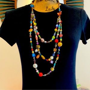 Vintage Artisan Glass and Crystal beaded necklace